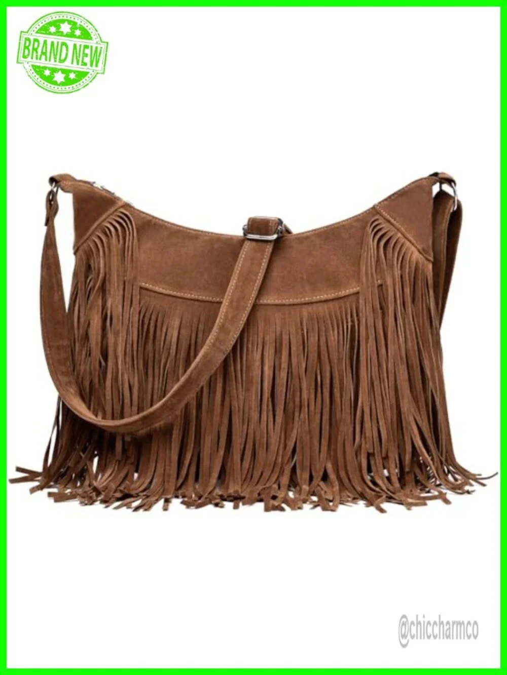 Vintage Suede Fringe Hobo Bag Tassel Crossbody Shoulder Purse Western Cowgirl